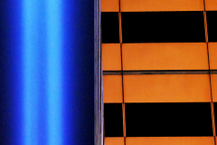 Abstract of Tribute Lights juxtaposed with office building