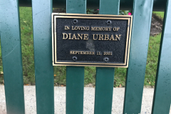Memorial plaque on a bench at Malverne, NY, LIRR station for one of the victims of 9/11 who lived in the town of Malverne.