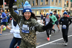 New York City Marathon 21 ÒAbbott Dash to the FinishÓ 11/6/21.  A sea of runners take to the streets of Manhattan for the 5K race.  The race is the warmup event one day before the NYC Marathon.  Runners start at the United Nations and run to the Marathon finish line in Central Park. Here the runners run up 6th Avenue past the Radio City Music Hall.  Copyright Jon Simon