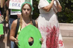 NEW YORK, NY - JULY  9:  Speakers address a small crowd in Columbus Circle during an abortion rights march in midtown Manhattan on July 9, 2022 in New York City. (Photo by Porter Binks)