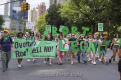 NEW YORK, NY - JULY  9:  Supporters of abortion on Central Park West during an abortion rights march in midtown Manhattan on July 9, 2022 in New York City. (Photo by Porter Binks)