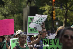 NEW YORK, NY - JULY  9:  Supporters of abortion at Columbus Circle during an abortion rights march in midtown Manhattan on July 9, 2022 in New York City. (Photo by Porter Binks)