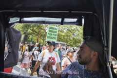 NEW YORK, NY - JULY  9:  Supporters of abortion pass a pedi cab on Central Park West during an abortion rights march in midtown Manhattan on July 9, 2022 in New York City. (Photo by Porter Binks)