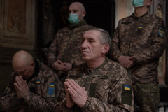 Sunday mass in Lviv. 35 people were killed and and 135 injured after a rocket attack on the International Peacekeeping and Security Centre base, 12km from the Polish border this morning