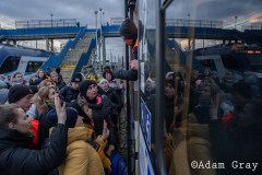 Ukrainian refugees make their way West from Chelm, Poland, after crossing the border