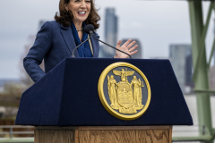 Mayor Eric Adams and Governor Kathy Hochul along with members of the Hudson River Park Trust cut the ribbon for the grand opening of a public rooftop park on top of Pier 57 in Manhattan, 4/18/22.