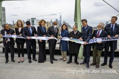 Mayor Eric Adams and Governor Kathy Hochul along with members of the Hudson River Park Trust cut the ribbon for the grand opening of a public rooftop park on top of Pier 57 in Manhattan, 4/18/22.
