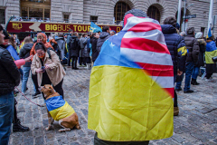 NYC Mayor ERIC ADAMS spoke to the public and raised both the American and Ukrainian flags together to show solidarity with Ukraine and to commemorate a month since the unprovoked attack made by Russia on the Ukraine in Bowling Green, Downtown Manhattan.
Key Ukrainian representatives as well as local politicians came to show support as well as members of  LGBTQ, RAZOM and Americans for Ukraine amongst others.  Bowling Green, Manhattan, NYC. Wednesday, March 23, 2022. (C) Bianca Otero