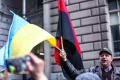 NYC Mayor ERIC ADAMS spoke to the public and raised both the American and Ukrainian flags together to show solidarity with Ukraine and to commemorate a month since the unprovoked attack made by Russia on the Ukraine in Bowling Green, Downtown Manhattan.
Key Ukrainian representatives as well as local politicians came to show support as well as members of  LGBTQ, RAZOM and Americans for Ukraine amongst others.  Bowling Green, Manhattan, NYC. Wednesday, March 23, 2022. (C) Bianca Otero