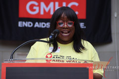 Jacqueline Dudley (NYC HRA Deputy Commissioner) speaking at 2022 AIDS Walk in New York City.