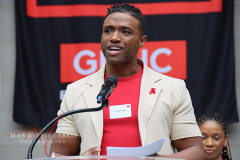 L. Steven Taylor speaking at 2022 AIDS Walk in New York City.