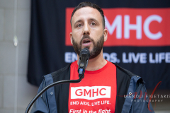 Jon Mallow (Chair, GMHC Board District) speaking at 2022 AIDS Walk in New York City.