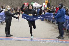 February 26, 2022: The Al Gordon 4 Mile race is held in Prospect Park, Brooklyn, honoring Al Gordon and his lifelong commitment to running.  Here Galo Vasquez places 1st for the men.  Time 19:54  Copyright Jon Simon