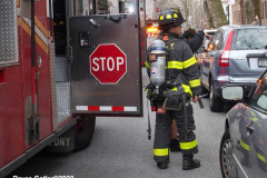 April 4, 2022  New York,  All-Hands Fire in apartment building in Sheepshead Bay Brooklyn neighborhood. approximately 50 firefighters and 2 Ambulances arrived to flames shooting out  of the windows.