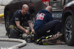 April 4, 2022  New York,  All-Hands Fire in apartment building in Sheepshead Bay Brooklyn neighborhood. approximately 50 firefighters and 2 Ambulances arrived to flames shooting out  of the windows.