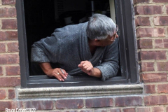 April 4, 2022  New York,  All-Hands Fire in apartment building in Sheepshead Bay Brooklyn neighborhood. approximately 50 firefighters and 2 Ambulances arrived to flames shooting out  of the windows.