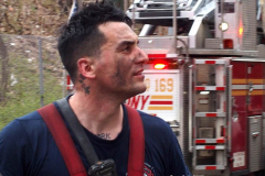 April 4, 2022  New York,  All-Hands Fire in apartment building in Sheepshead Bay Brooklyn neighborhood. approximately 50 firefighters and 2 Ambulances arrived to flames shooting out  of the windows.