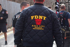 April 4, 2022  New York,  All-Hands Fire in apartment building in Sheepshead Bay Brooklyn neighborhood. approximately 50 firefighters and 2 Ambulances arrived to flames shooting out  of the windows.