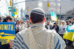 An “ad-hoc” committee of Rabbis for Peace in Ukraine organized a peaceful rally in front of the United States Mission to the UN. In order to “raise a voice of moral conscience.” During the Fast of Esther on the eve of Purim. Rabbi  Avi Weiss of The Bayit and other Rabbinical community figures spoke to the public on the need for peace and understanding and necessity to end the war. 
In conclusion of the rally was a peaceful civil disobedience.  
Manhattan, NYC. Wednesday, March 16, 2022. (C) Bianca Otero