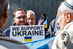 An “ad-hoc” committee of Rabbis for Peace in Ukraine organized a peaceful rally in front of the United States Mission to the UN. In order to “raise a voice of moral conscience.” During the Fast of Esther on the eve of Purim. Rabbi  Avi Weiss of The Bayit and other Rabbinical community figures spoke to the public on the need for peace and understanding and necessity to end the war. 
In conclusion of the rally was a peaceful civil disobedience.  
Manhattan, NYC. Wednesday, March 16, 2022. (C) Bianca Otero
