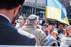 An “ad-hoc” committee of Rabbis for Peace in Ukraine organized a peaceful rally in front of the United States Mission to the UN. In order to “raise a voice of moral conscience.” During the Fast of Esther on the eve of Purim. Rabbi  Avi Weiss of The Bayit and other Rabbinical community figures spoke to the public on the need for peace and understanding and necessity to end the war. 
In conclusion of the rally was a peaceful civil disobedience.  
Manhattan, NYC. Wednesday, March 16, 2022. (C) Bianca Otero