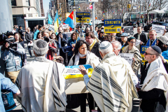 An “ad-hoc” committee of Rabbis for Peace in Ukraine organized a peaceful rally in front of the United States Mission to the UN. In order to “raise a voice of moral conscience.” During the Fast of Esther on the eve of Purim. Rabbi  Avi Weiss of The Bayit and other Rabbinical community figures spoke to the public on the need for peace and understanding and necessity to end the war. 
In conclusion of the rally was a peaceful civil disobedience.  
Manhattan, NYC. Wednesday, March 16, 2022. (C) Bianca Otero