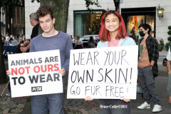 New York,   Anti Fur protest in Manhattan. Protestors marched through the streets of Manhattan and targeted high end clothes stores that sell Fur products.