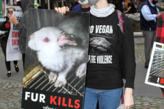 New York,   Anti Fur protest in Manhattan. Protestors marched through the streets of Manhattan and targeted high end clothes stores that sell Fur products.