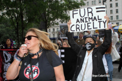 New York,   Anti Fur protest in Manhattan. Protestors marched through the streets of Manhattan and targeted high end clothes stores that sell Fur products.