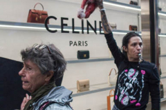 Protesters come together to rally against fur production and fur trade as well as animal rights on 59th street in Midtown Manhattan. Starting from Pulitzer fountain and marching to Central Park where horse carriages are stationed, they continued to several selected stores such as Dior and Celine and more to protest their sales on furs. As a global movement other cities in the US and UK marched on what is considered International Anti-Fur March day. Several key figures and activists were asked to speak and lead the marches. (C) Bianca Otero. NYC. October 09, 2021