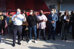 Dan Cohen, candidate for City Council in Harlem, speaks at the Community Peace Walk down West 125th Street after former Minneapolis, Minnesota Police Officer Derek Chauvin was found guilty on all 3 charges in the death of George Floyd.
Photo By Diane Cohen