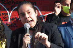 Dan Cohen, candidate for City Council in Harlem, speaks at the Community Peace Walk down West 125th Street after former Minneapolis, Minnesota Police Officer Derek Chauvin was found guilty on all 3 charges in the death of George Floyd.
Photo By Beth Eisgrau-Heller