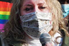 Dan Cohen, candidate for City Council in Harlem, speaks at the Community Peace Walk down West 125th Street after former Minneapolis, Minnesota Police Officer Derek Chauvin was found guilty on all 3 charges in the death of George Floyd
Photo by Diane Cohen