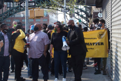 Dan Cohen, candidate for City Council in Harlem, speaks at the Community Peace Walk down West 125th Street after former Minneapolis, Minnesota Police Officer Derek Chauvin was found guilty on all 3 charges in the death of George Floyd.
Photo By Beth Eisgrau-Heller