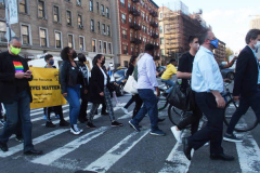 Dan Cohen, candidate for City Council in Harlem, speaks at the Community Peace Walk down West 125th Street after former Minneapolis, Minnesota Police Officer Derek Chauvin was found guilty on all 3 charges in the death of George Floyd.
Photo By Beth Eisgrau-Heller