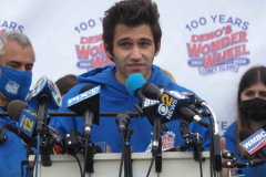 Mayor Bill de Blasio speaks at the reopening of the Coney Island amusement area in New York.
Photo By Beth Eisgrau-Heller