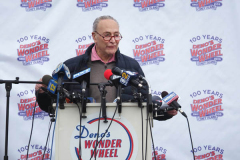 Mayor Bill de Blasio speaks at the reopening of the Coney Island amusement area in New York.
Photo By Beth Eisgrau-Heller