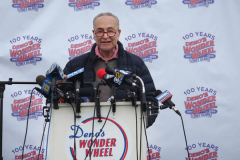 Mayor Bill de Blasio speaks at the reopening of the Coney Island amusement area in New York.
Photo By Beth Eisgrau-Heller