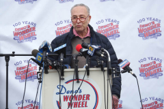 Mayor Bill de Blasio speaks at the reopening of the Coney Island amusement area in New York.
Photo By Diane Cohen