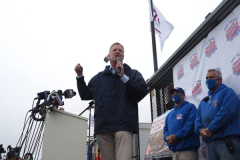 Mayor Bill de Blasio speaks at the reopening of the Coney Island amusement area in New York.
Photo By Beth Eisgrau-Heller