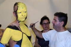 Andy Golub  artist/photographer and the head of Human Arts Connection designs and executes a living mural with10 models male and female they pose for a living canvas in a studio in Brooklyn