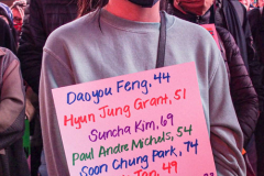 People and public figures came together for the Justice for Asian Women Rally in Times Square. Organized by the Asian Justice Movement,  cities across the United States held rallies to call for justice for Asian women facing ongoing attacks and racism.
In the past two years dramatic increase in anti-Asian hate crimes and random violence has effected the country and shaken Asian communities causing fear and alarm.
In NYC alone, three Asian American women were killed , In unprovoked attacks in the first quarter of the year. Statistically Asian women are targeted higher than compared to Asian men.
Performers, Kate Rigg, AKA Lady K. Sian and actor Perry Young were amongst the handful of performers to partake in the event.
Times Square, NYC. Wednesday, March 16, 2022. (C) Bianca Otero