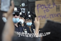 Cops and protesters at a stand off on  the second day at the Barclay’s