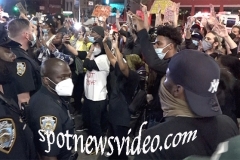Protesters at Barclay’s May 30th. Spilling into the streets many protesters were arrested.