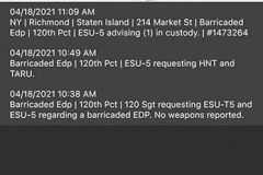 April 18, 2021
Barricaded EDP
214 Market Street
Staten Island, NY
For Credit:  Mary DiBiase Blaich

Police were called to 214 Market Street in West Brighton, Staten Island shortly after 10:30 am this morning for a barricaded EDP.  The 120 Sgt requested ESU-T5, ESU-5, HNT and TARU.  The individual was placed in custody shortly after 11 AM, and removed by ambulance to Richmond University Medical Center.