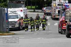 Barricaded Perp
Richmond University Medical Center
Sunday, July 31, 2022
Photographs by:
Mary DiBiase Blaich 


Shortly before 10:30 am this morning, a man barricaded himself in a trailer allegedly with a knife according to reports. The trailer is outside the emergency room at Richmond University Medical Center in Staten Island and is used as a triage unit for admissions to the ER at the hospital.  The hospital was in lockdown for about 15 minutes.  A massive response of NYPD and FDNY units were at the hospital.  Shortly before 11 am, the perp was reported to be in custody.