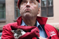 Republican Mayoral Candidate Curtis Sliwa votes at Frank McCourt High School on the Upper West Side in New York City on 02 Nov 2021. He is joined by his wife, Nancy and their 7 week old rescue cat, Gizmo, that is up for adoption.