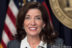 New York State Governor Kathy Hochul Updates New Yorkers on State's Progress Combating Covid 19 at her Offices in Manhattan on 20 Dec 2021 in New York City