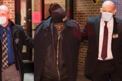 Three murder suspect Kevin Gavins,66 is walked out of the 73 Precinct by Borough Decetives
Photo by Jeff Bachner