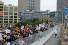 Protestors walk the Brooklyn Bridge.
Photo by Lloyd Mitchell
